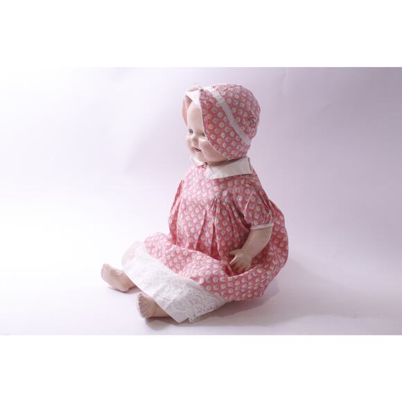 Baby Dimples, Horseman, Vintage, Composition Doll, Red Dress, Retro Toy, FLAW - Picture 5 of 8